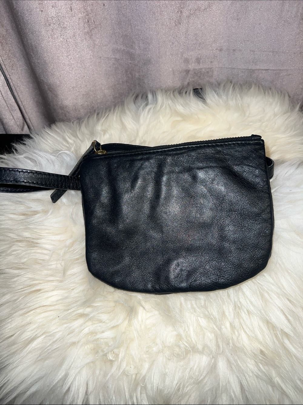 Free People Black Leather Wristlet Clutch